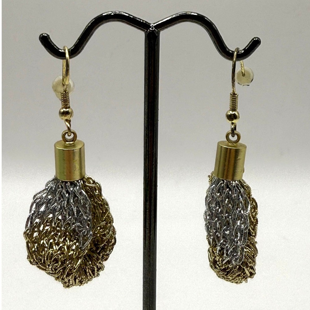 Vintage Mesh Chain Tassel Drop Earrings – Dramatic Statement‎ Costume Jewelry